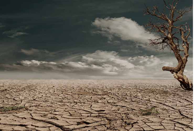 Terreno arido a causa del cambiamento climatico